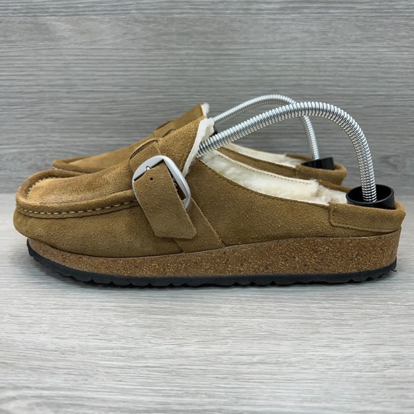 Birkenstock Women's Size 10 Buckley Shearling Clogs Tea Brown Slip On Suede Fur - Picture 2 of 13